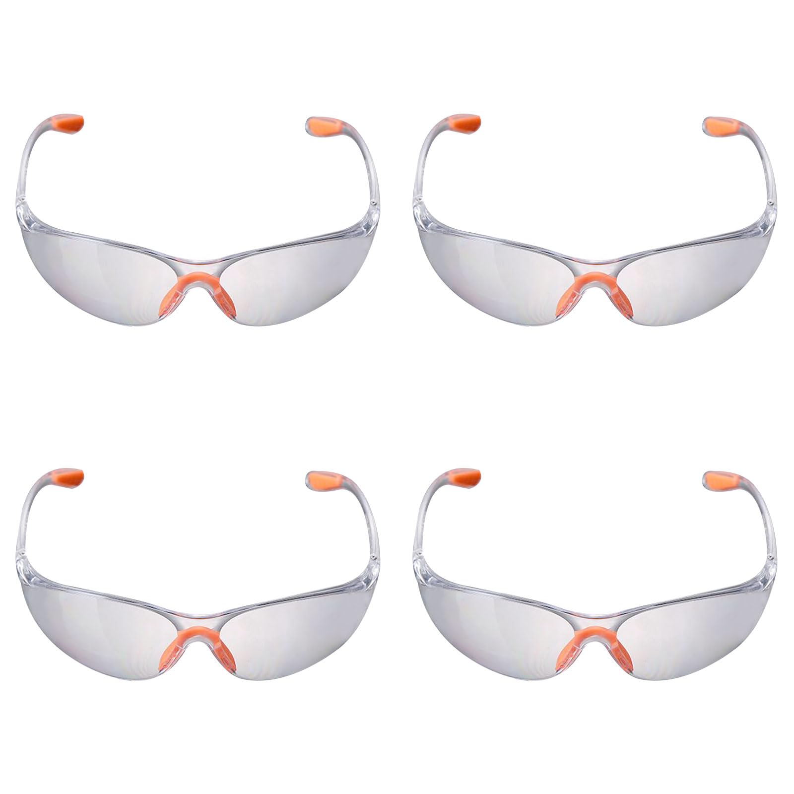 Mikiuly Gafas de Seguridad, Gafas de Protección Transparentes, Gafas de Seguridad para Laboratorio, con Lentes Transparentes Plaquetas Nasales y Patillas de Goma, para Industria, Laboratorio, 4 pares