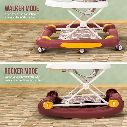 Image of Baybee 3 in 1 Awry Baby Walker for Kids with Rocker & Push Handle, 3 Adjustable Height, Mat & Musical Toy Bar | Activity Walker for Baby | Push Walker 6-18 Months Boy Girl (Red)