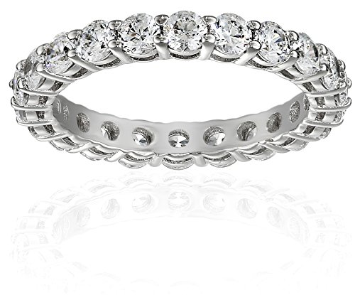 Amazon Collection Platinum-Plated Sterling Silver All-Around Band Ring set with Round Infinite Elements Cubic Zirconia (2 cttw), Size 7