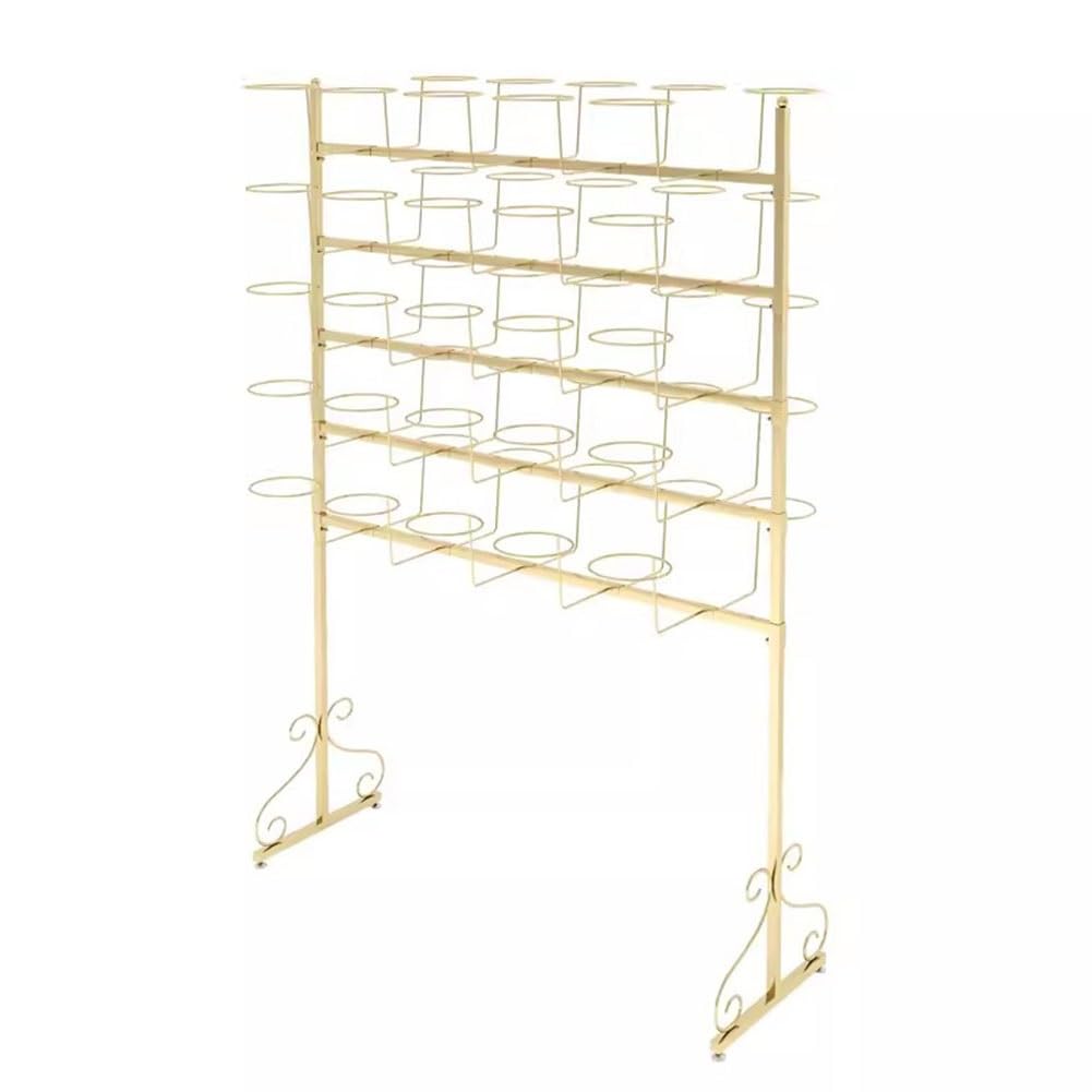 OLSKFUH Freestanding Hat Rack Stand With Storage Hangers For 60 Hats Commercial Retail Display Rack For Helmets Wigs And More,Gold-60 hats