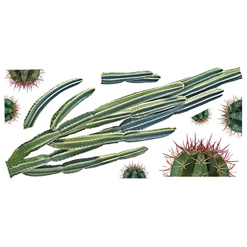 RoomMates Cactus Peel and Stick Giant Wall Decals, Green, Pink White, 1 Sheet 36.5 inches x 17.25 inches - Image 2