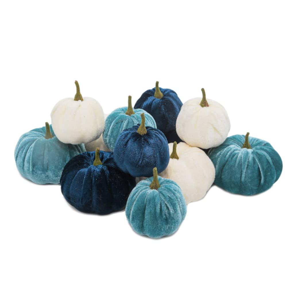 NEWFT 12pcs Halloween Artificial Pumpkins Super Soft Pumpkin Ornament for Fall Thanksgiving Party Harvest Decoration