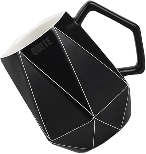 Mug Tea Cups with Lid Coffee Cups with Lids Ceramic Coffee Cup Porcelain Tea Cup Geometric Ceramic Cup Geometric Line Ceramic Cup Enamel Milk Cup