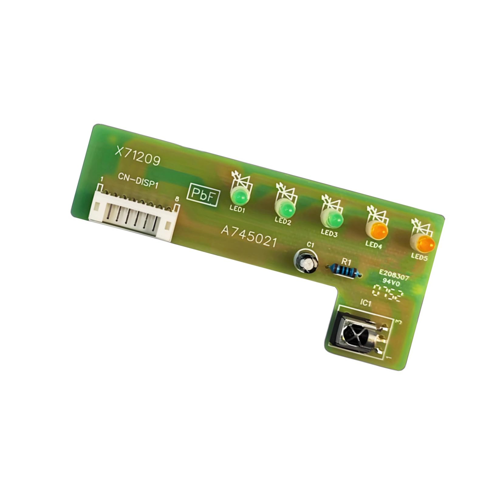 Tsophreniq Indoor AC Display Receiver Board Repair Part A745021 with Connector Area, IR Window and Green PCB Board Layout for Service Jobs Use