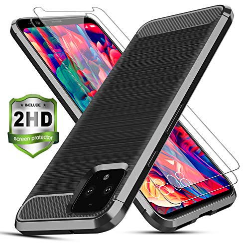 Lukey Compatible with Google Pixel 4 XL Case, Pixel 4XL Phone Case with Screen Protector, Flexible Soft TPU Anti-Scratch, Anti-Slip and Stylish Phone Protective Cover for Men and Women (Black)