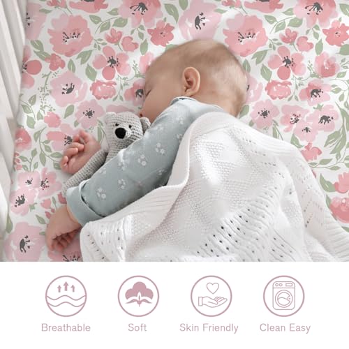 Image of Little Grape Land Crib Sheets for Girls 2pk Baby Crib Fitted Sheet for Standard Size Crib and Toddler Mattress Super Soft Baby Sheet