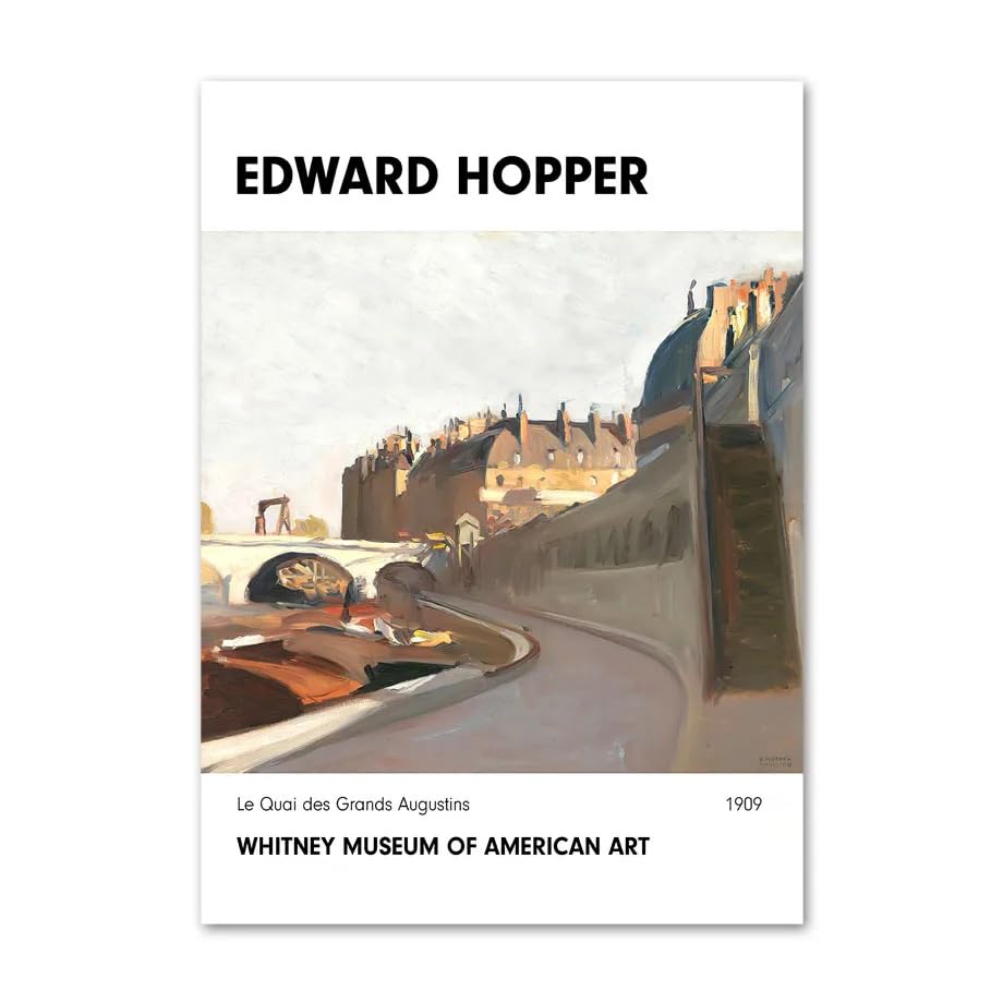 Peinture murale Edward Hopper : impression sur toile d'art premium 40x60cm