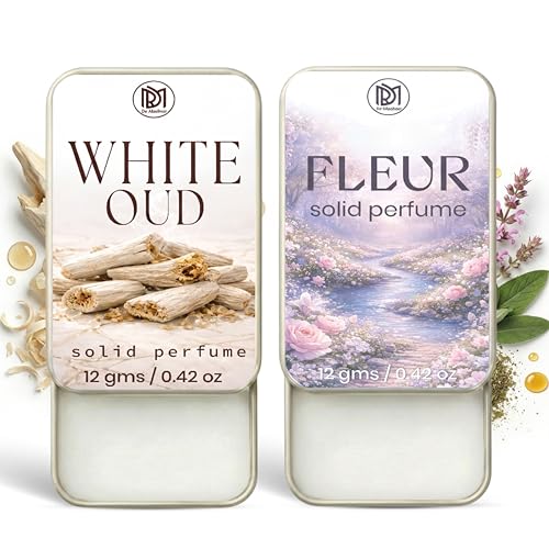 Image of Dr.Mashur Solid Perfume |White Oud&Fleur Alcohol Free Wax Perfume Balm, Long Lasting | Pocket Tin 12g, Pack Of 2| Non Greasy Smooth Glide, Travel Friendly Men And Women