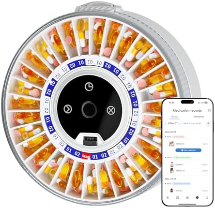 Colorwing® 2025 Smart Pill Dispenser for Seniors - 31-Slot Automatic Medication Organizer with Bluetooth Alarms, Fingerprint & Mechanical Dual Lock, Daily Timed Dispenser (Elderly-Friendly Design)