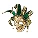 Full Face Venetian Jester Mask Masquerade Green Hand Painted Joker Wall Decorative Art Collection (Green)