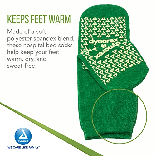 Dynarex Double Sided Non-Skid Socks - Non-Slip Hospital Slipper Socks with Grips, Unisex - Polyester-Spandex Blend - Warm, Fuzzy, No Latex - Medium, 48 Pairs per Case3