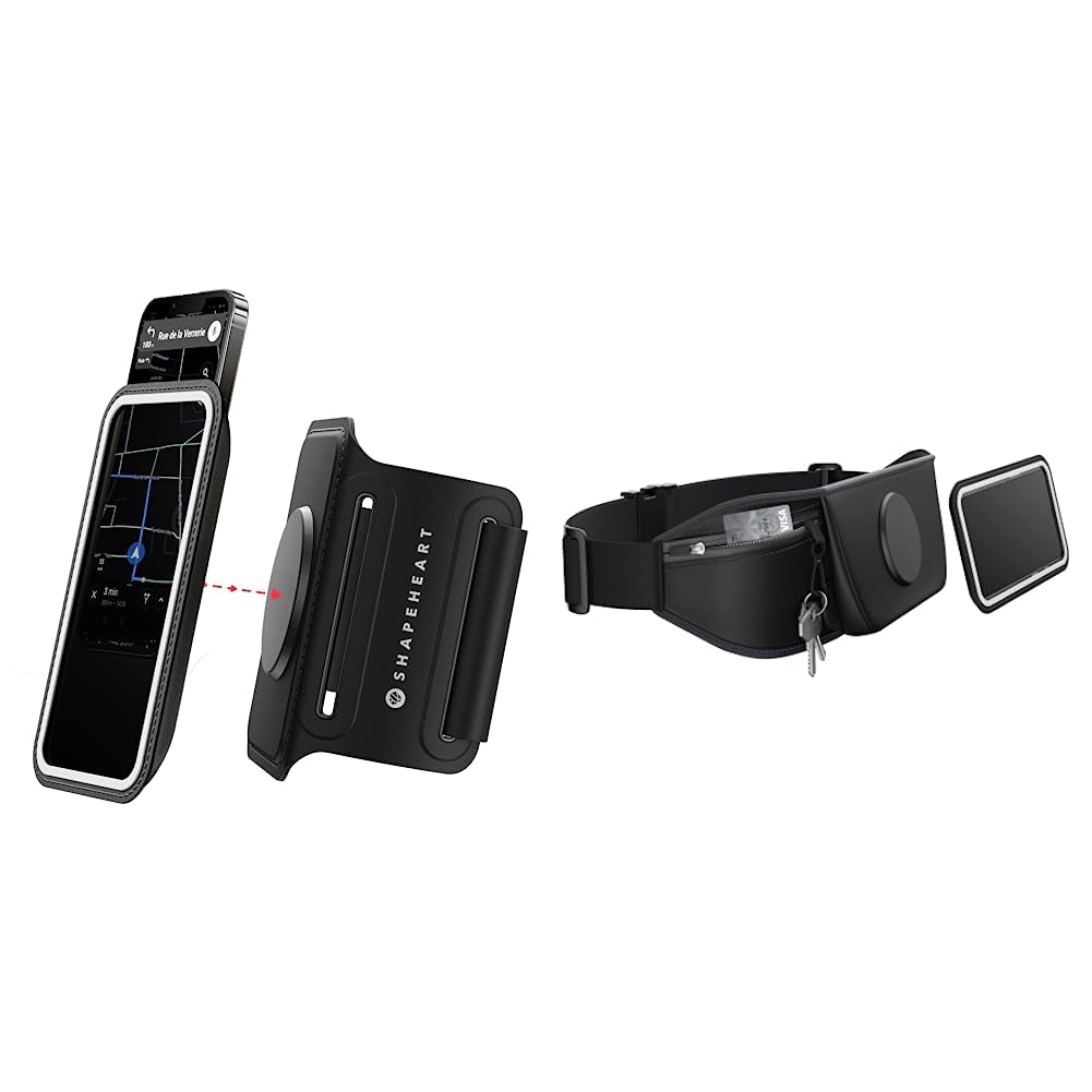 Shapeheart Brassard Telephone Sport Universel pour Running, Course a Pied, Rando... & Unisex-Adult 2XL - Téléphone Jusqu'à 17,2cm Ceinture de Running magn Tique, Noir, Téléphone jusqu'à EU