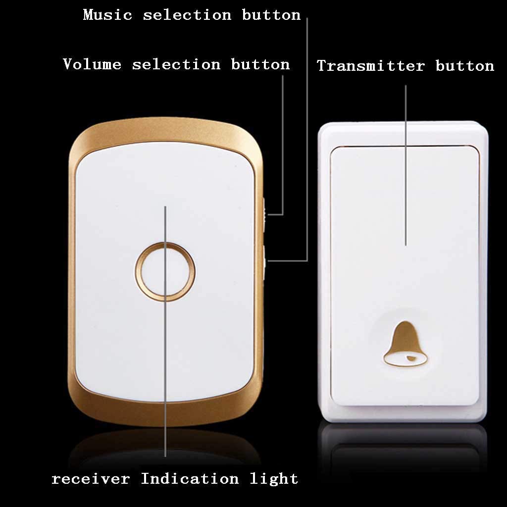 Timbre Inalámbrico Impermeable, 4 Niveles De Volumen, 36 Melodías Musicales, Flash Inteligente, Autoalimentado, 2 Transmisores Y 4 Receptores, Alcance Ultralargo De 200 M, Plateado