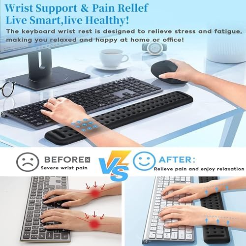 Aputue Klavye Bilek Desteği, Bilgisayar Klavyesi için Bilek Destekliği, Kaymayan PU Tabanlı Ergonomik Klavye Bilek Desteği, Ofis, Ev ve Laptop Kullanımı için Ağrı Giderici - Görsel 4