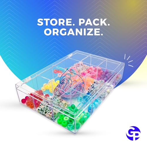 Image of 4 Clear Hard Plastic 12-Compartment Tackle Boxes with Hinged Lid, 7 3 /8 inchL x 5 inchW x 1 1 /2 inchH Made in USA, Acrylic Bead Organizer, Craft Storage, Candy Tackle Box or Rock Collection Box