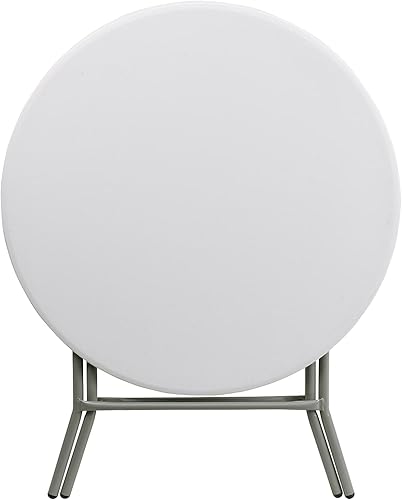 Miniatura 6 de Flash Furniture Elon Mesa plegable redonda de plástico blanco granito de 2.63 pies, color blanco
