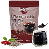 Cranberry Chia Seed Jelly – Vegan, Halal, Gluten-Free, Dye-Free | Jel Dessert made with Natural Brown Sugar & Konjac | 8 Counts (makes 40oz+)