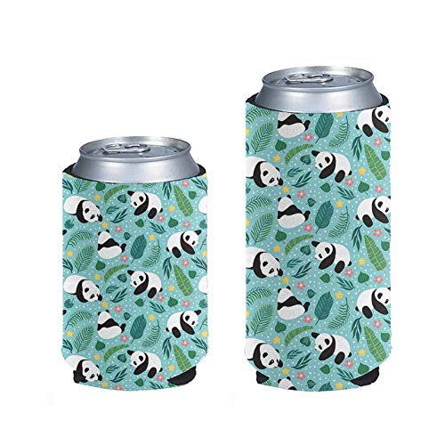 Pizding 2 pz carino Panda flessibile standard birra lattina refrigeratore, bevande Coolies isolanti pieghevoli per lattine birra sacchetti refrigeranti adatti per bevande energetiche e birra e tè per
