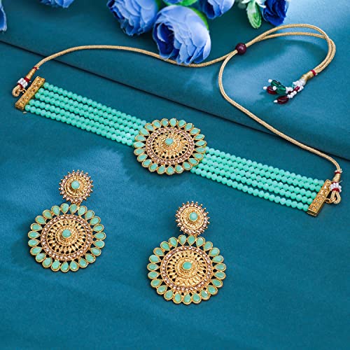 Image of Sukkhi Gold Plated Choker Necklace Set For Women