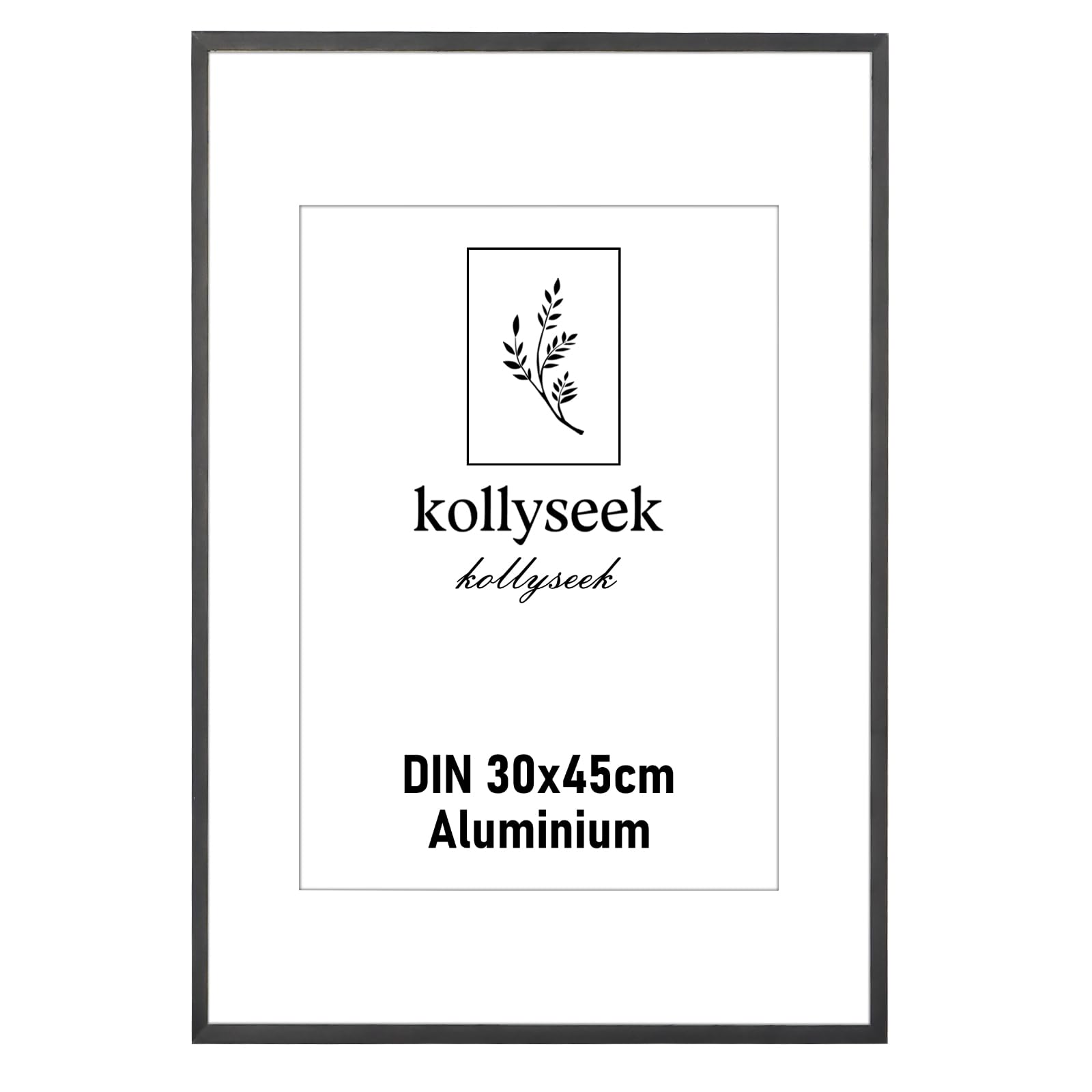 kollyseek Photo Frame Aluminum 30x45cm Metal Poster Frame with Shatterproof Acrylic Glass 12x18in Modern Display Picture Frame with Mount for Table Top/Wall Mounting (Black)