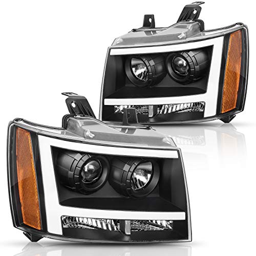 DWVO LED Headlights Assembly Compatible with Chevrolet Tahoe Suburban 2007-2014 /Chevy Avalanche 2007 2008 2009 2010 2011 2012 2013 Projector Headlamp