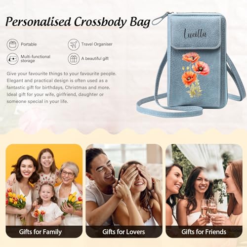 Personalized Leather Birthflower Money Clip Wallet Custom Engraved Name Hold Phone Purse with Wrist Strap for Women Mom Sister4