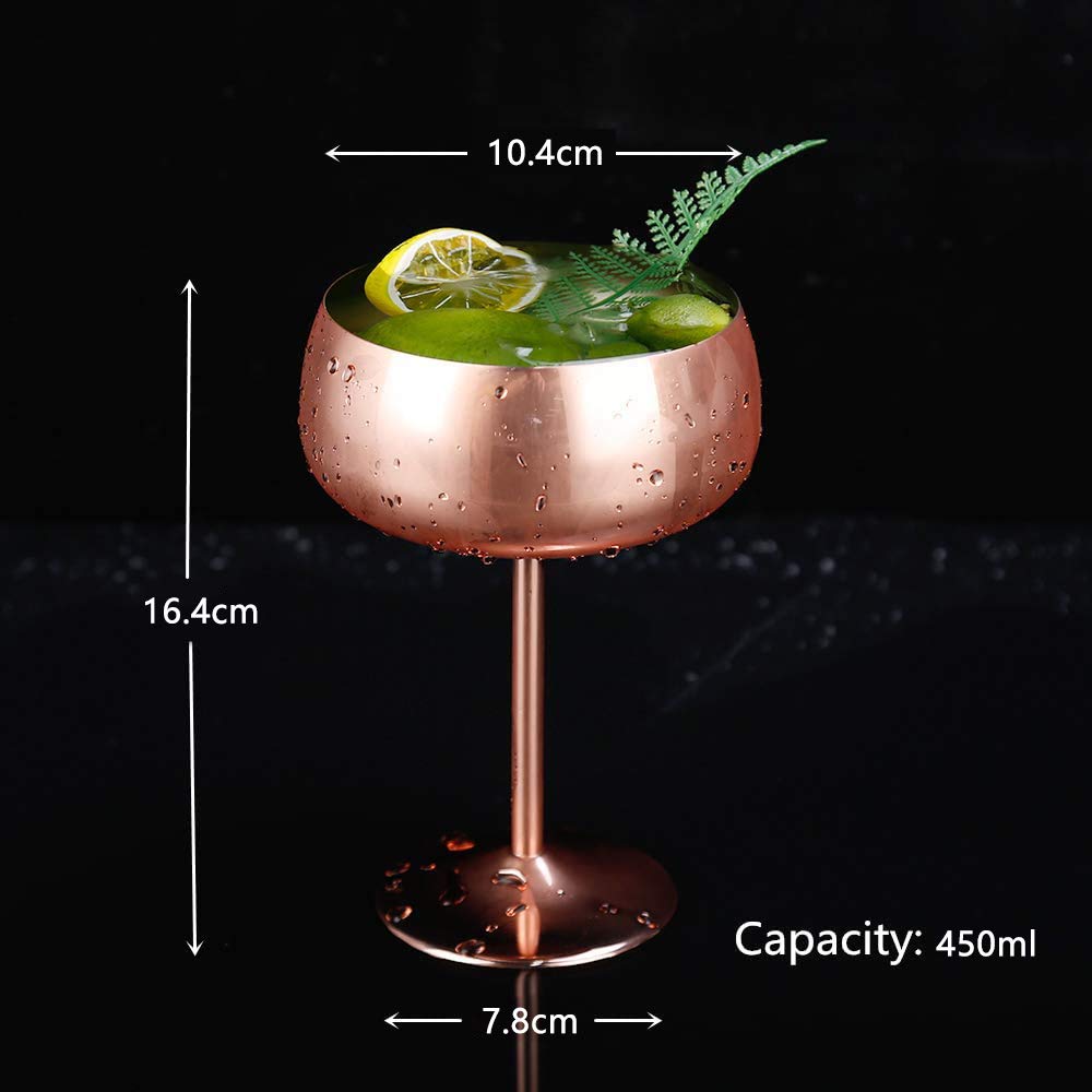 shanpu Kupfer Coupe Champagner GläSer Set Von 2 Edelstahl Vintage Glas