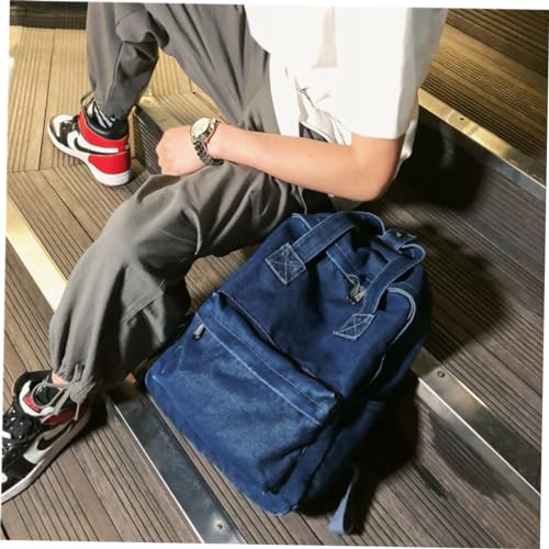 Didiseaon High Capacity Denim Backpack for Students Fashion Shoulder Bag for Men and Women Durable Lightweight with Breathable Straps Dark Blue3