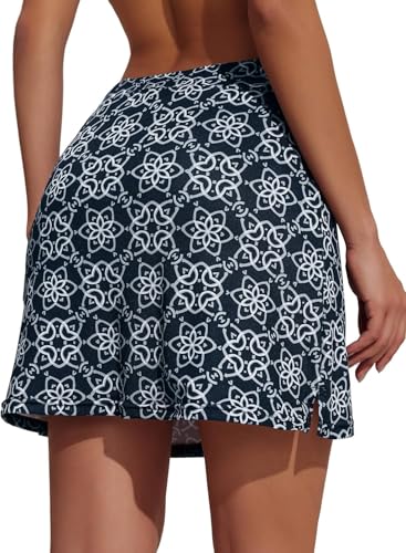 Image of Nora Nico Women's & Girls High Rise Flared Skorts Stretchy Opaque Skater Skirts with Shorts with Side Pocket