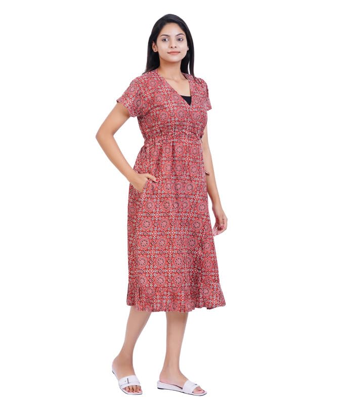 Image of MENMAII Wrap Dress [Size - L- 4XL ] - Full Open Multipurpose Night Gown -a Kind of Adaptive Clothing with Pocket for Women
