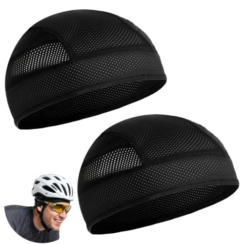 Adiwo Gorras de Ciclismo Unisex, Gorro de Ciclismo, Gorro Bajo Casco, Gorra Bajo Casco, Running Skull Cap, Verano Transpirable Malla, Protección UV para Hombre Mujer para Moto Bicicleta Negro