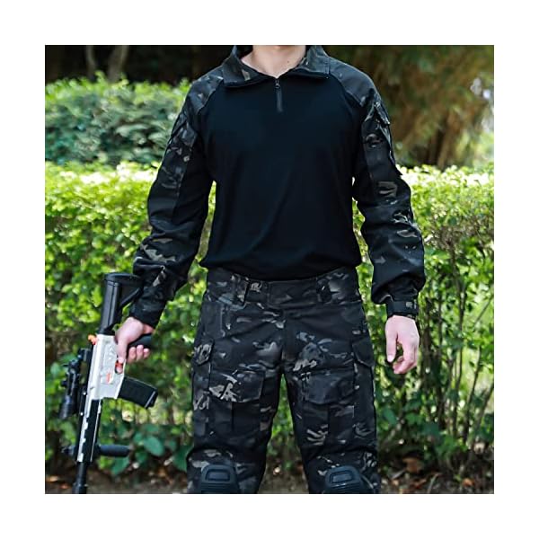 INNWEK Men's G3 Multicam Tactical Shirt Military Camo Outdoor Airsoft Combat Hunting Shirt with Pockets, Multicam-black, Large - Image 6