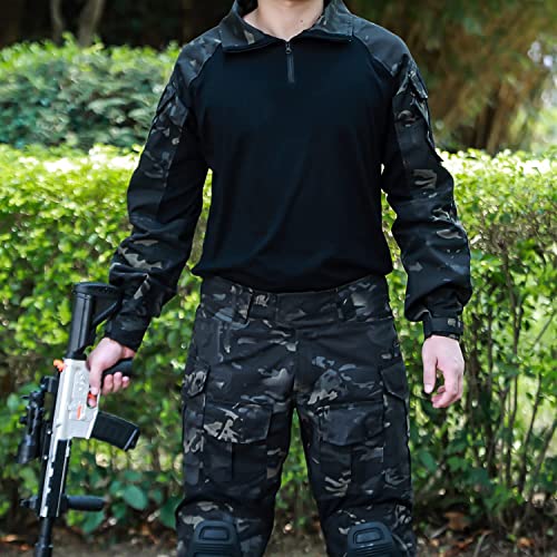 INNWEK Men's G3 Multicam Tactical Shirt Military Camo Outdoor Airsoft Combat Hunting Shirt with Pockets, Multicam-black, Large - Image 6