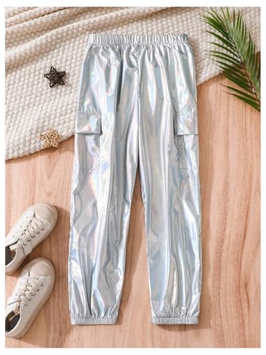 Verdusa Girl's Metallic Joggers Streetwear Sport Workout Cargo Pants with Pockets2