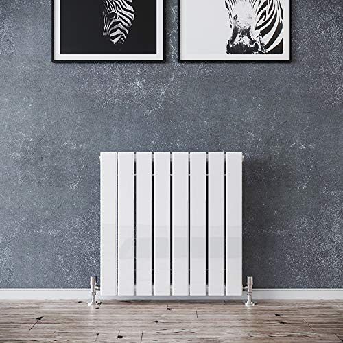 ELEGANT 600x 600mm Slimline Horizontal Radiators, White Single Modern Wall/Floor Mounted Flat Panel Radiator