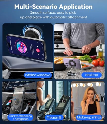 Image of CHO KU REI K007 Car Phone Mount, 360-Degree Adjustable Vacuum Suction, Magnetic Phone Holder with Adhesive Disc, Universal Fit for All Mobile Phones (Style 9)