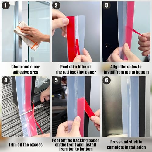 Image of 20Ft T Shaped Door Draft Stop, Silicone Air Stripping Sealing Tape for Doors and Windows - Clear, 2 Inch Wide (50 mm)