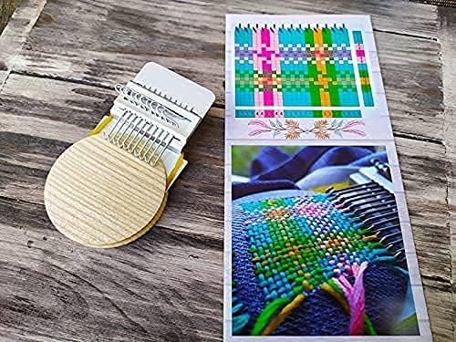Small Loom Fast Speed Weve Type Weave Tool, Mini Rainbow Weaving Loom Wooden Multi-Craft Creative DIY Weaving Arts, Most Convenient Darning Machine to Repair of Small Holes in Clothes (42 Hooks)