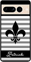 Vista 1 de Fleur De Lis Black White Personalized Black Rubber Phone Case Compatible With Google Pixel 10, 10 Pro, 10 Pro XL, 9a, 9 Pro, Pixel 9, Pixel 9 Pro