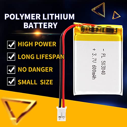 3.7V 600mAh Battery 503040 Lithium Polymer Ion Rechargeable Li-ion Li-Po Battery with 2P PH 2.0mm Pitch Connector - Image 2
