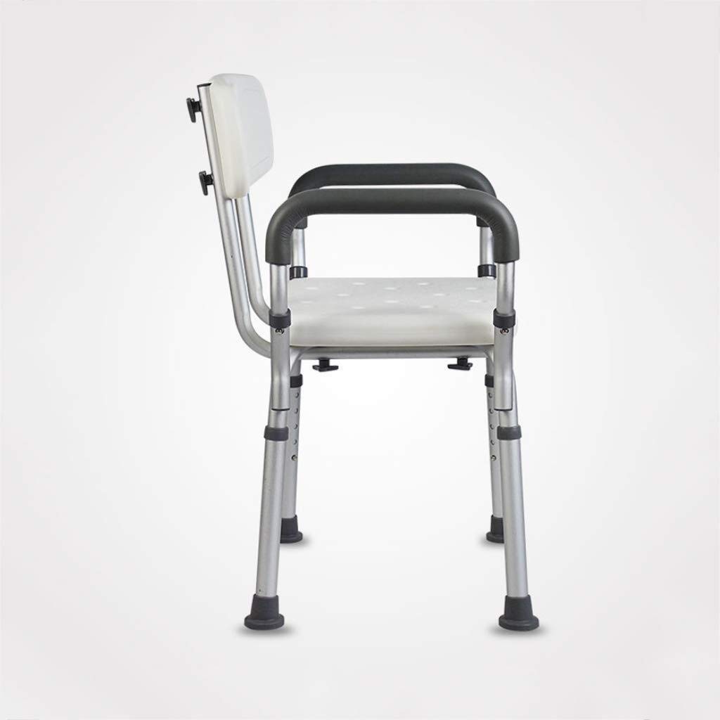 Taburete para Ducha Silla de baño Asiento de baño Antideslizante Ajustable en Altura con apoyabrazos Aluminio Ligero con Respaldo Anciano con discapacidad Vivienda Almacenamiento 2