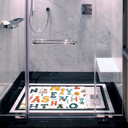 Tapis de bain antidérapant alphabet grand format séchage rapide - 7