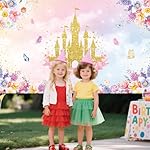 Princess Castle Birthday Backdrop Pink Rose Castle for Parties Rainbow Background Gold Glitter Royal Birthday Party Cake Table Decoration Photo Booth Props 70.8 x 43.3 inch - Image 4