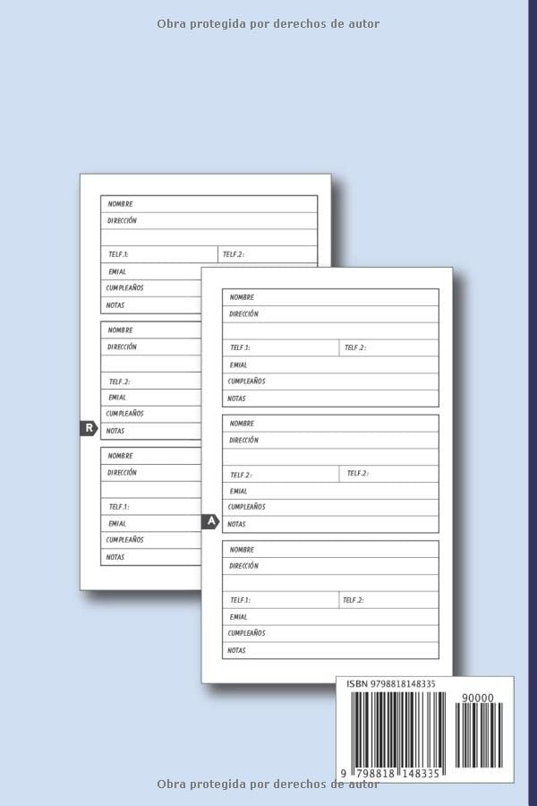 Miniatura 2 de Agenda Telefónica Abecedario Libreta de direcciones y contactos telefónicos ordenación de la A-Z Listín telefónico A5 , 314 registros (Spanish