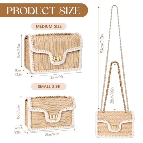Image of Straw Crossbody Bags for Women, Summer Fashion Straw Purses and Handbags Shoulder Raffia Clutch Bag with Pearls