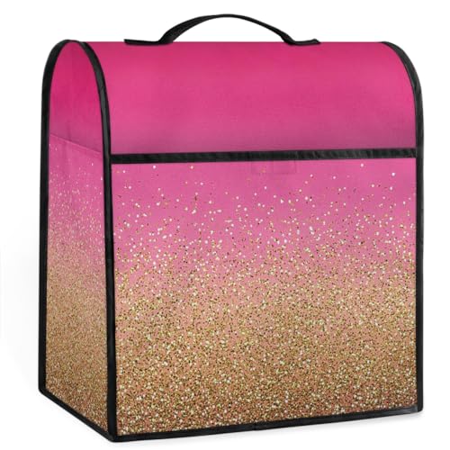Mexpekil Funda para batidora de pie con purpurina de oro rosa de 5 a 8 cuartos de galón, cubiertas antipolvo para electrodomésticos de cocina con asa superior y bolsillos, accesorios universales para