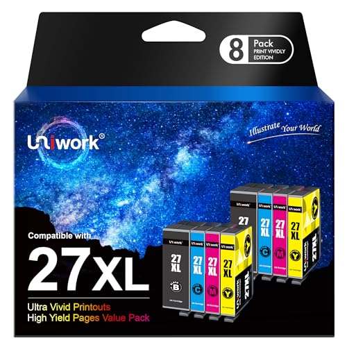 Uniwork Cartucho de tinta compatible para Epson 27XL Workforce WF-7210DTW WF-7710DWF WF-7720DTWF...