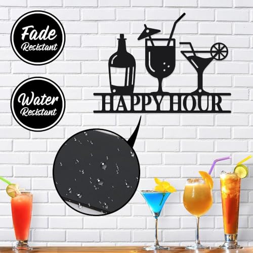 Image of BLIND SHOP Happy Hour Metal Bar Sign Vintage for Home Decor | Wall Sculpture Home Decoration | Wall Decor | Metal Wall Art | Home Wall Hangings Metal Decor (37X28X1.5 CM)