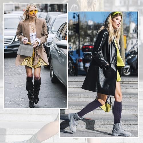 Image of SATINIOR Syhood 4 Pairs Cable Knit Leg Warmers Women Winter Knitted Crochet Knee Boot Stockings Cuffs Long Legging Socks