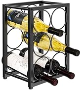 Kawaiita Countertop Wine Rack 6 Bottles, Modern Freestanding Metal Wine Bottle Holder, Tabletop W...